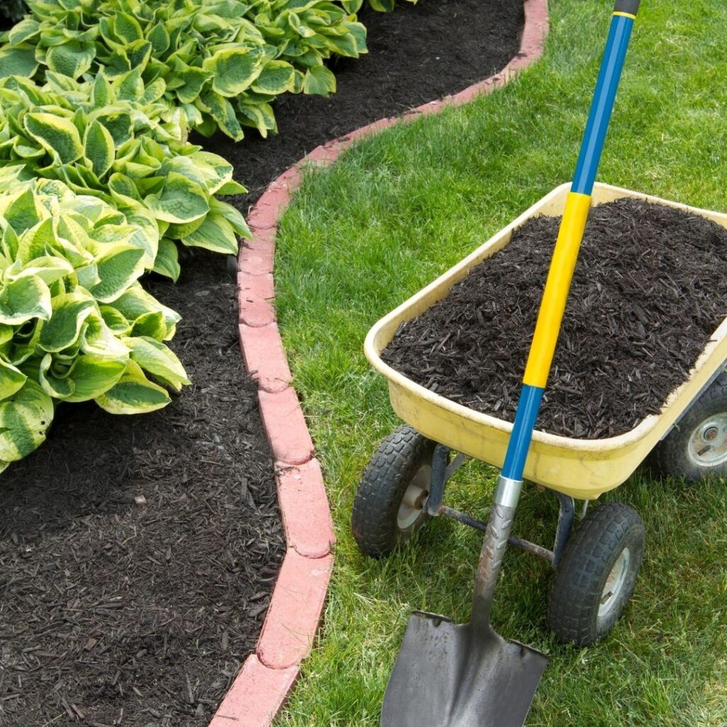 mulch and yard tools