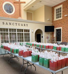 gift bags on tables