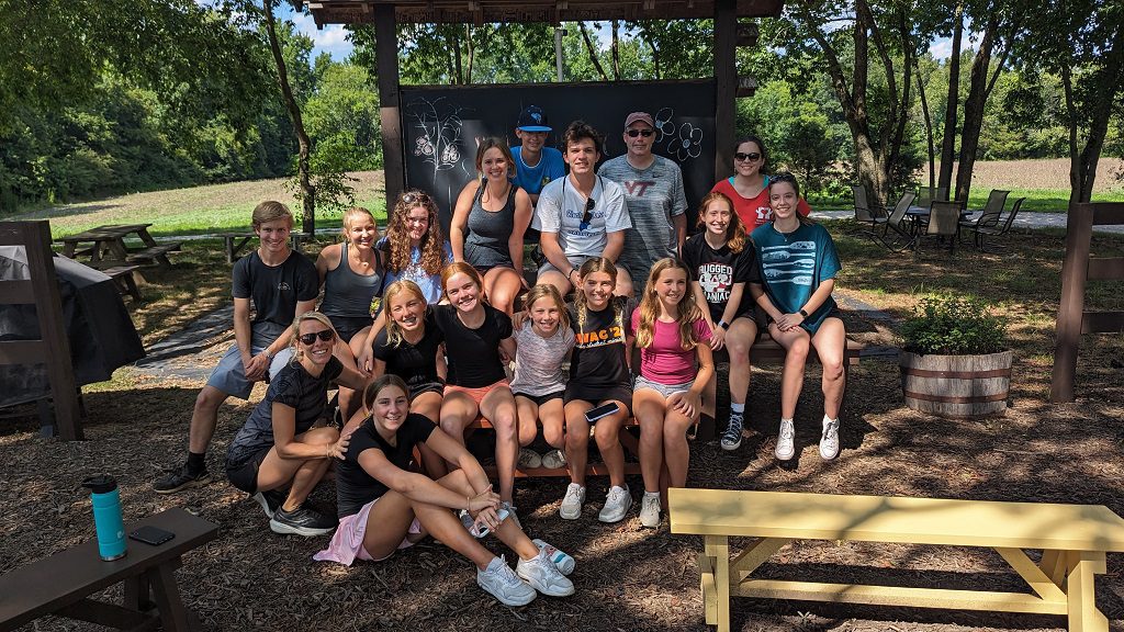 students together in a group while working at shalom farms